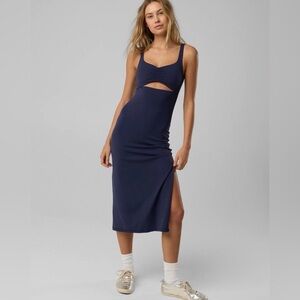 offline by aerie real me xtra night out keyhole midi dress navy blue small
